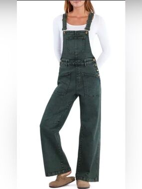 Carol Anderson Green Denim Overalls with Wide Leg